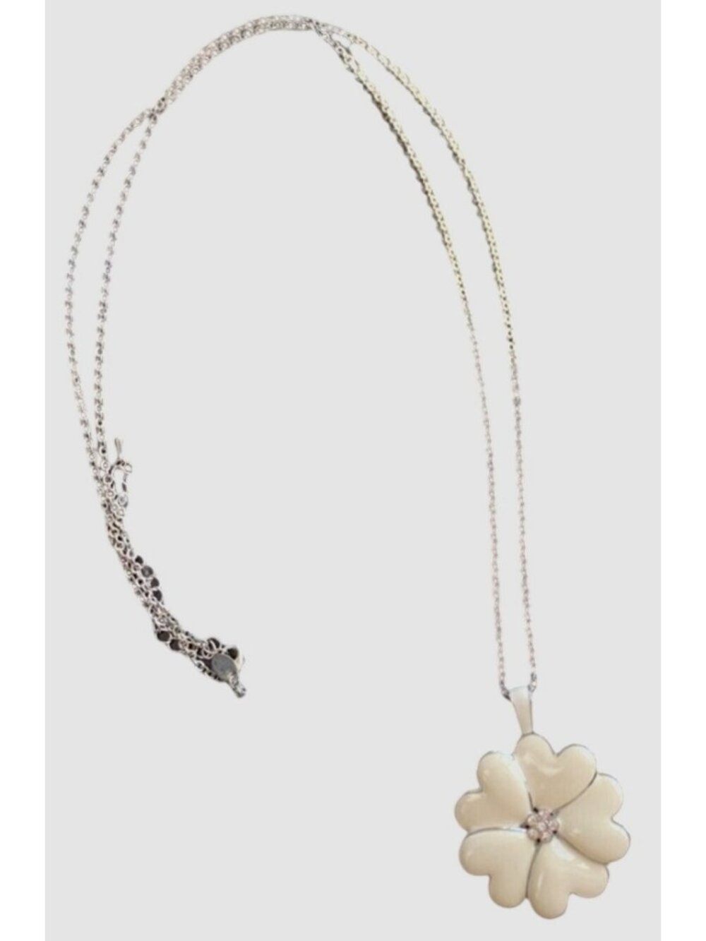 LIA SOPHIA- RHODIUM FLOWER NECKLACE WOMEN 43"